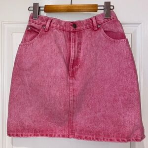 Pink denim mini skirt